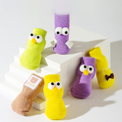 Cartoon Knitted Anti-Slip Dog Cotton Socks