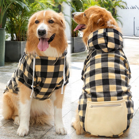 Pocket Plaid Hooded Pet Sweatshirt