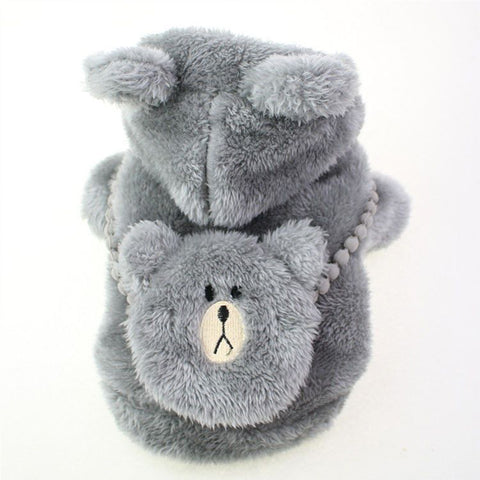 Bear Pattern Hooded Fleece Pet Coat