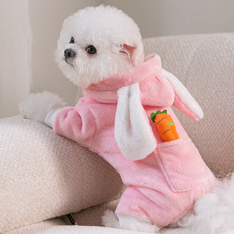 Rabbit Ears Four-legged Fleece Pet Clothes