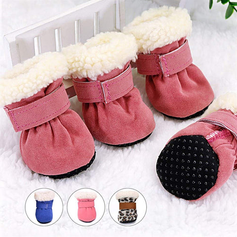 4-Pack Waterproof Fleece Pet Snow Boots