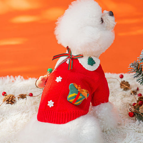 Christmas Bow Cartoon Pet Sweater