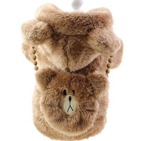 Bear Pattern Hooded Fleece Pet Coat