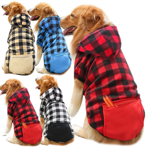 Pocket Plaid Hooded Pet Sweatshirt