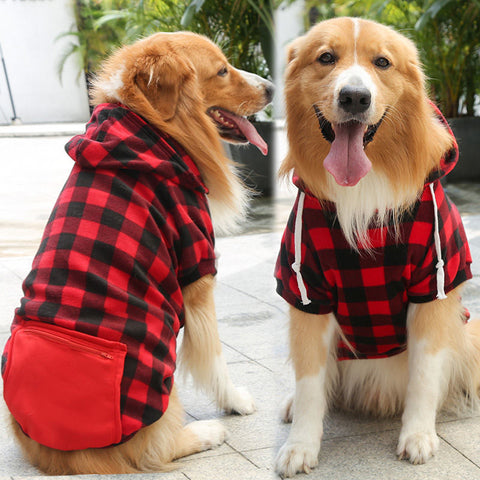 Pocket Plaid Hooded Pet Sweatshirt