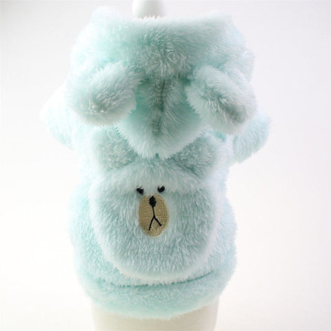 Bear Pattern Hooded Fleece Pet Coat