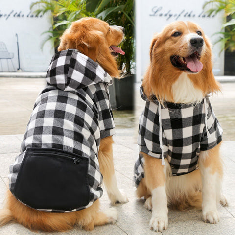 Pocket Plaid Hooded Pet Sweatshirt