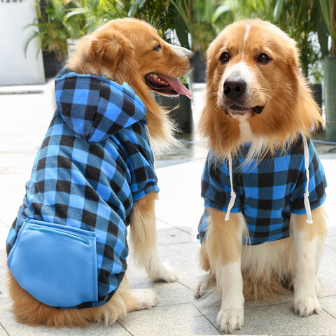 Pocket Plaid Hooded Pet Sweatshirt