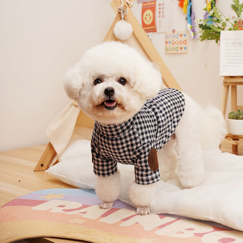 Plaid Turtleneck Pet Bottoming Shirt