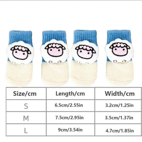 4pcs Cute Anti Slip Dog Socks