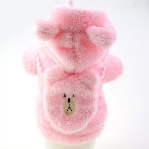 Bear Pattern Hooded Fleece Pet Coat