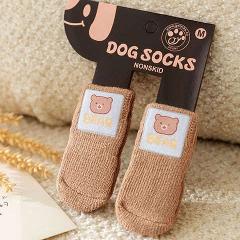 Cartoon Knitted Anti-Slip Dog Cotton Socks