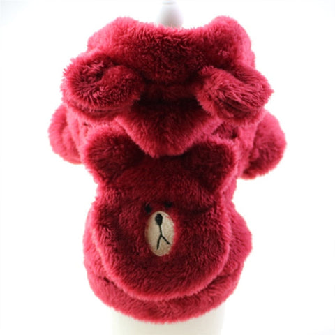 Bear Pattern Hooded Fleece Pet Coat