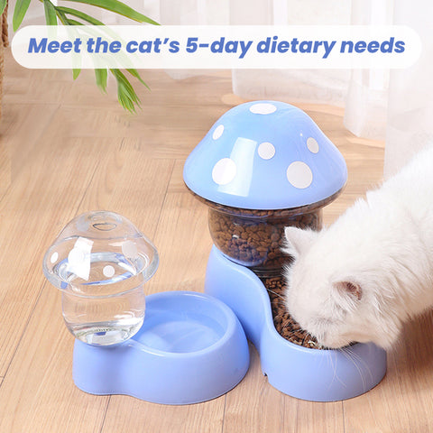 2pcs Mushroom Design Pet Water & Food Feeder