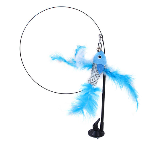 Interactive Sucker Feather Cat Toys Stick