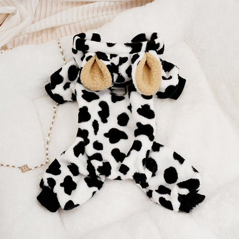 Hooded Leopard Printed Pet Jumpsuit