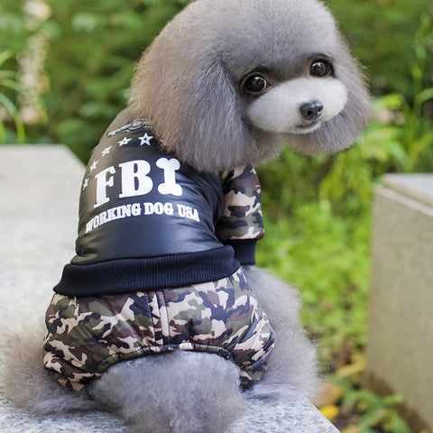 FBI Four-legged One-piece Pet Cotton Coat