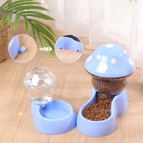 2pcs Mushroom Design Pet Water & Food Feeder