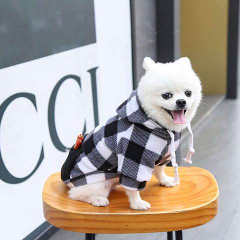 Pocket Plaid Hooded Pet Sweatshirt