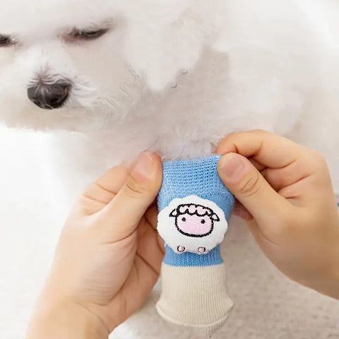 4pcs Cute Anti Slip Dog Socks