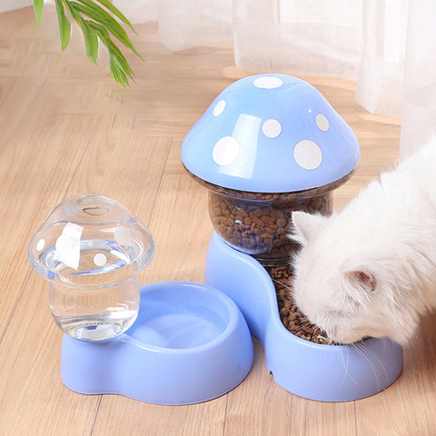 2pcs Mushroom Design Pet Water & Food Feeder