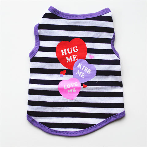 Striped Heart Print Sleeveless T-Shirt