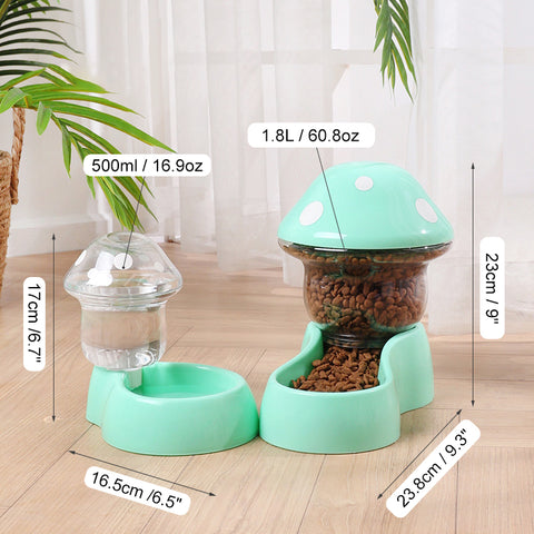 2pcs Mushroom Design Pet Water & Food Feeder