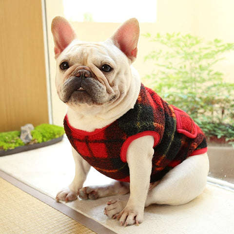 Windproof  Fleece Plaid Dog Vest