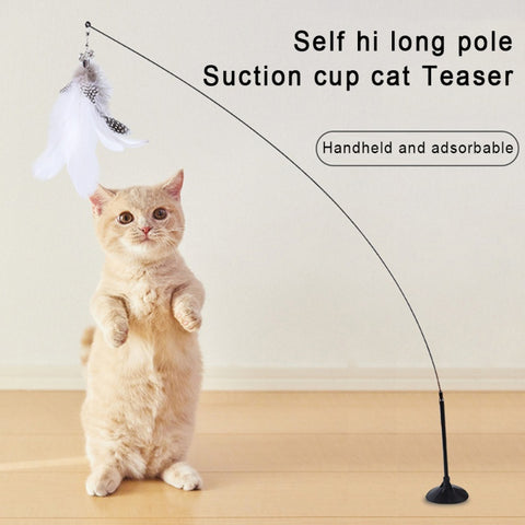 Interactive Sucker Feather Cat Toys Stick