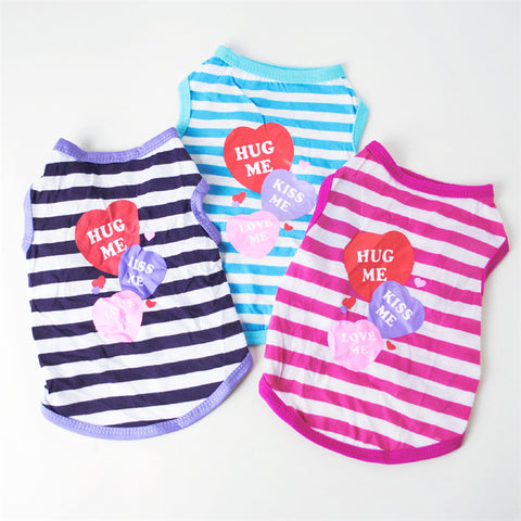 Striped Heart Print Sleeveless T-Shirt