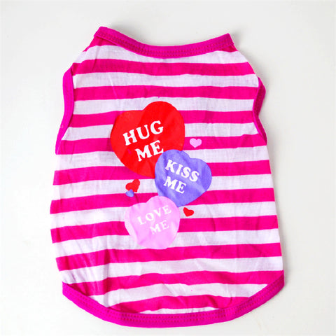 Striped Heart Print Sleeveless T-Shirt